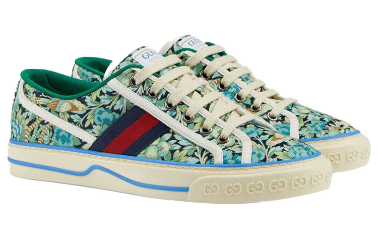 Кроссовки женские Gucci Tennis 1977, светло-синий / зеленый