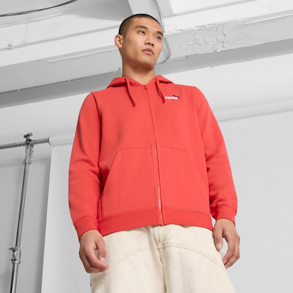 

Мужская толстовка с капюшоном на молнии Puma Logo Essentials, красный