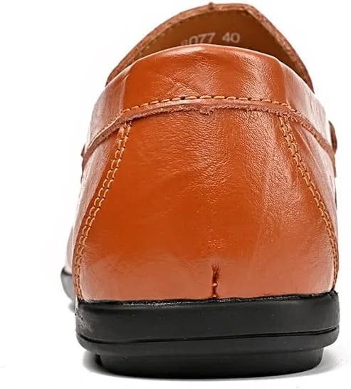 Лоферы мужские из искусственной кожи на плоском каблуке, Red/Brown SayfuR — фото 4