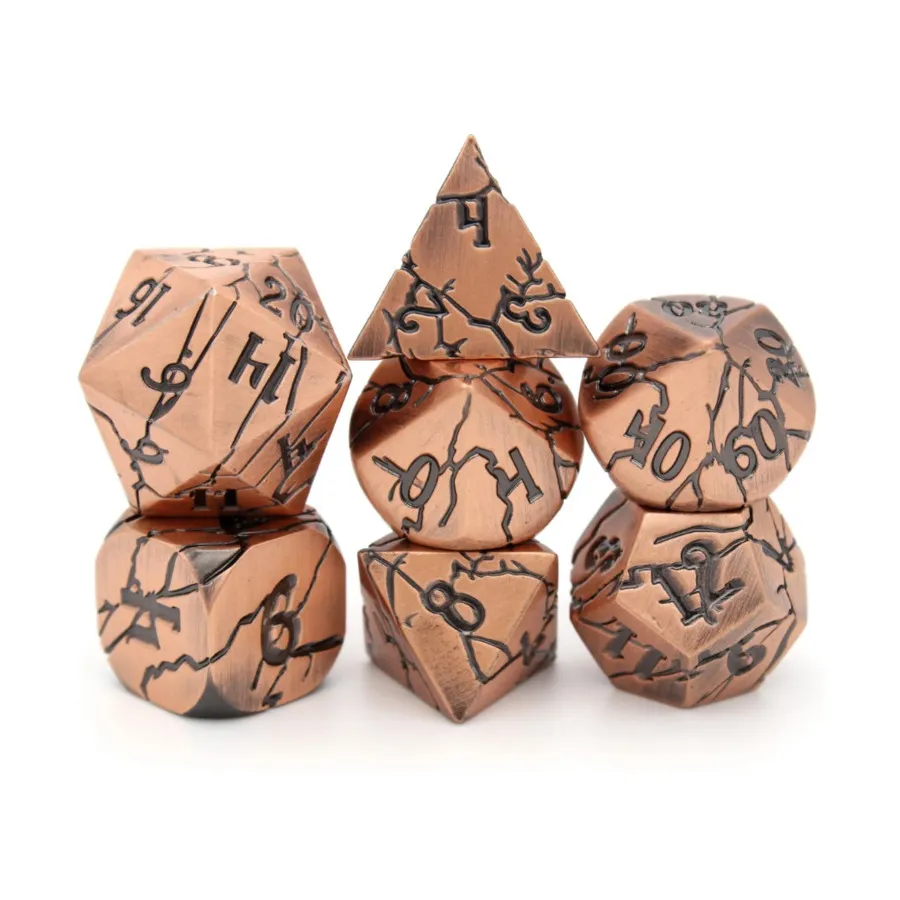 

Набор кубиков повреждений Poly Set — матовая медь (7), Wood and Metal Dice (Dice Envy)