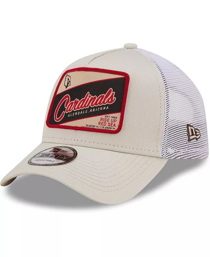 

Мужская бейсболка-кепка цвета хаки, белая Arizona Cardinals Happy Camper A-Frame Trucker 9FORTY Snapback New Era