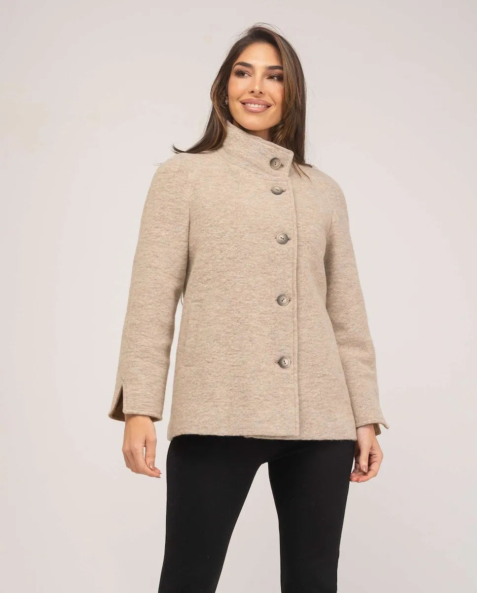

Женское пальто с комбинированной подкладкой, рукавом реглан и воротником-планкой Fsh, бежевый