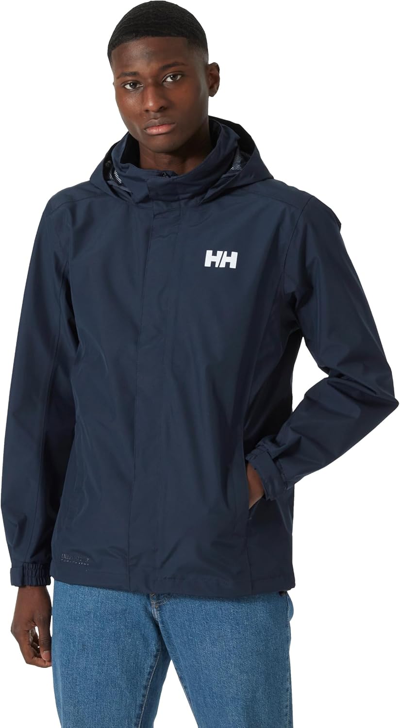 

Куртка Helly Hansen Men's Dubliner, водонепроницаемая, ветрозащитная, дышащая дождевик с упаковывающимся капюшоном, 597 Navy