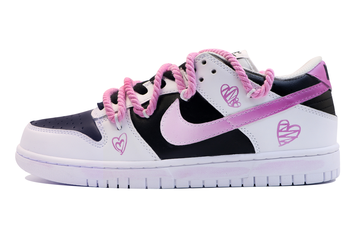 

Кроссовки Nike Dunk Skateboarding Shoes Women's Low-top White/black/pink, черный/розовый