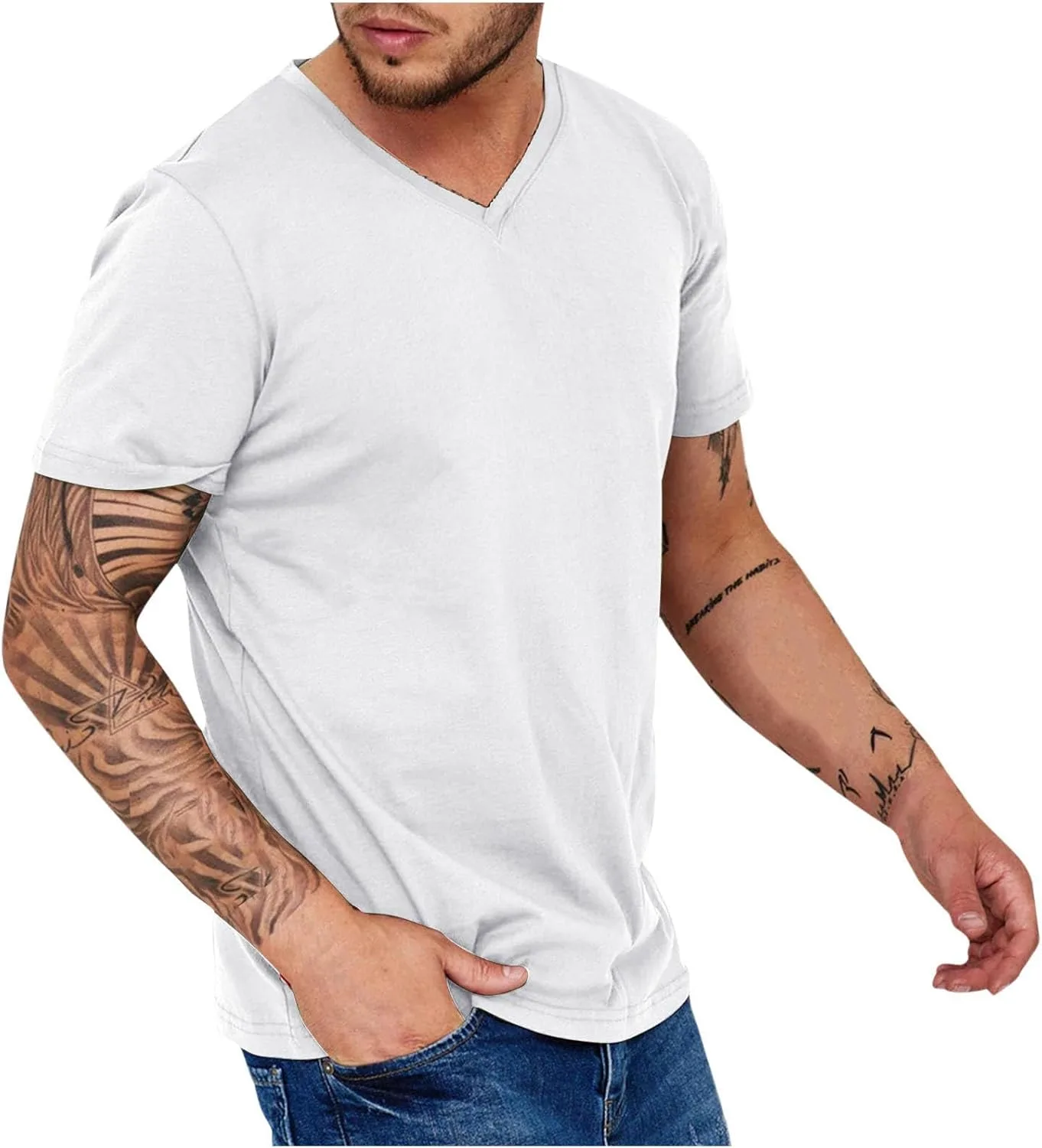 

Мужская футболка для тренировок Big and Tall с коротким рукавом и V-образным вырезом