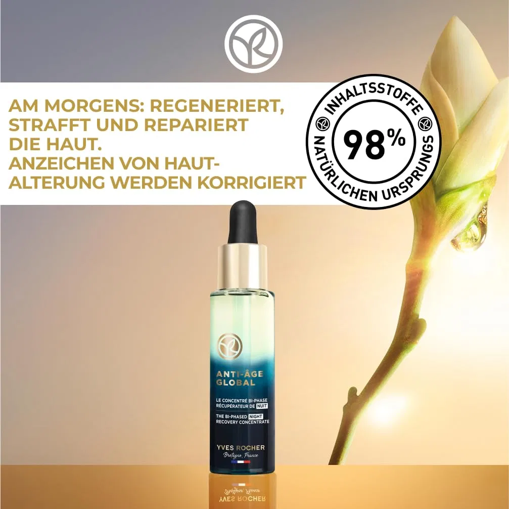 Сыворотка Yves Rocher — Двухфазный ночной концентрат Anti-Age Global Regenerating, 30 мл — фото 2