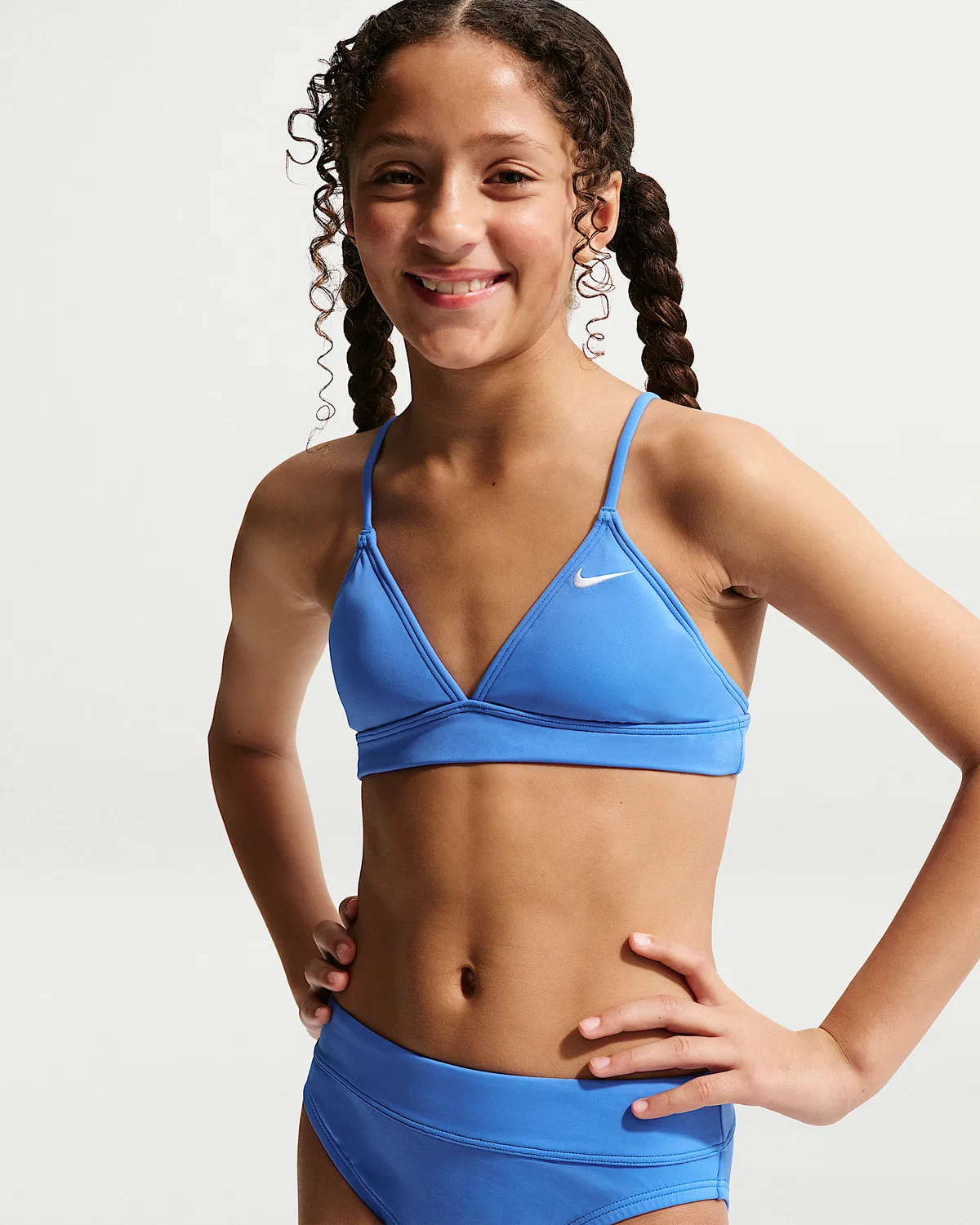 Детский (девочки) треугольный бикини-сет Nike Swim Effortless Essential, Blue Crystal — фото 2