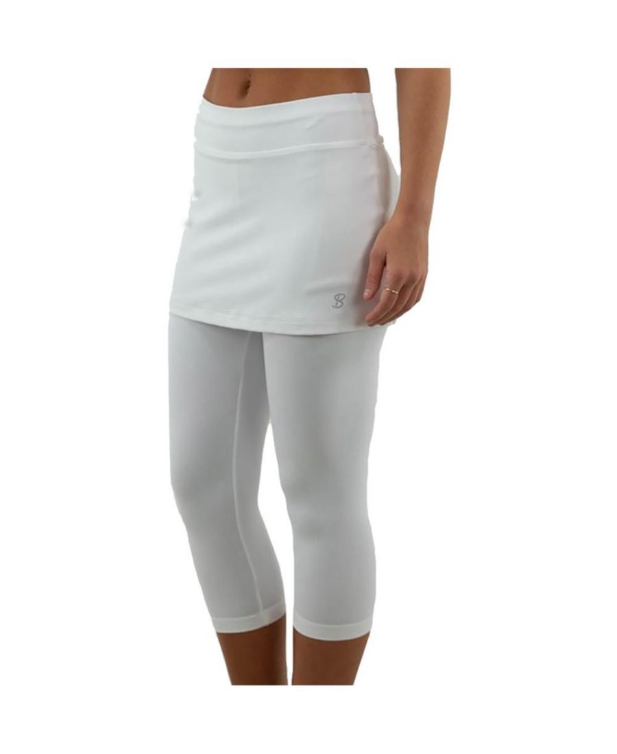 

Женская теннисная юбка UV Staples Abaza 13 дюймов с леггинсами-капри Sofibella, White