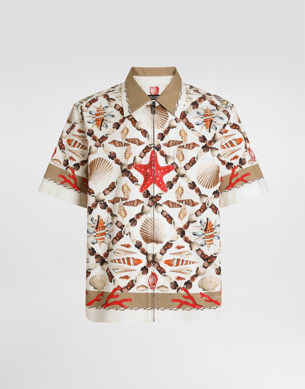 

Гавайская рубашка из эластичного дрилла с принтом ракушек Dolce & Gabbana, мультиколор