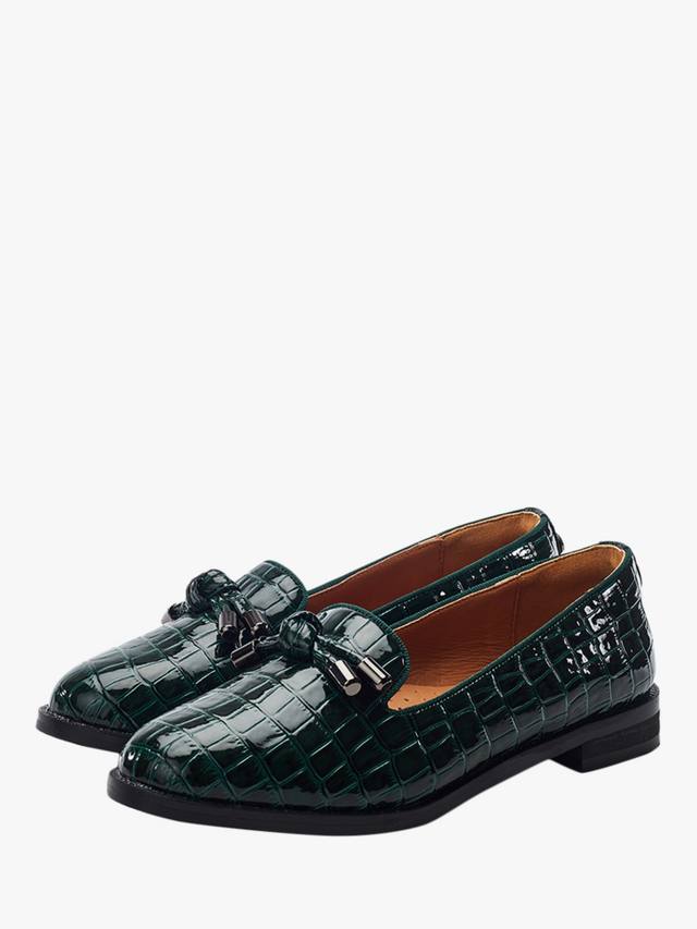Fillipa Patent Mocc Croc Loafers с узлом и кисточкой Moda in Pelle, Green — фото 2