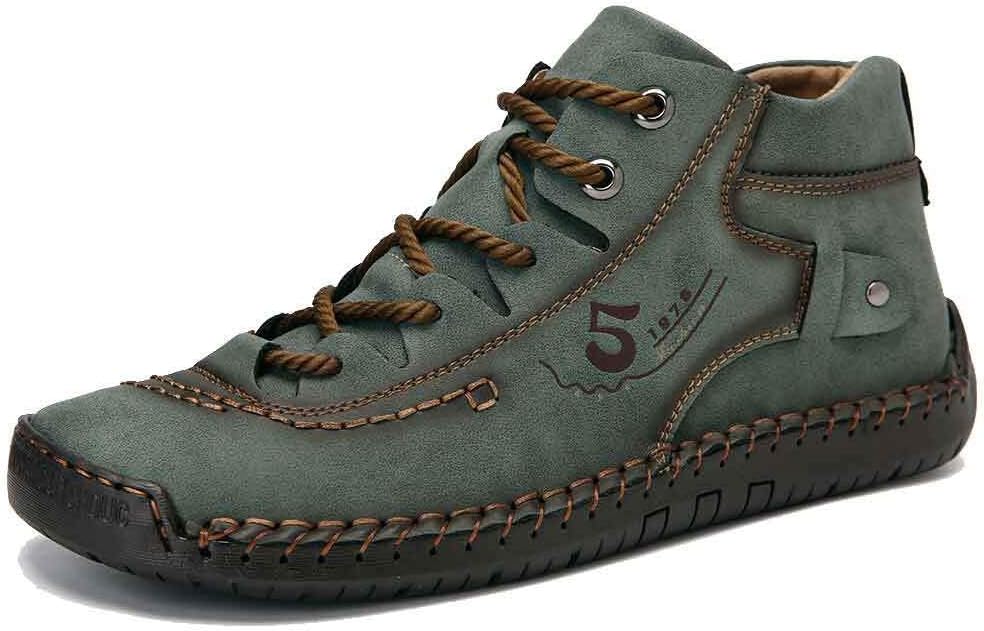 

Мужские кожаные повседневные ботинки UPIShi для вождения, прогулок, работы и активного отдыха с шнуровкой, темно-зеленый