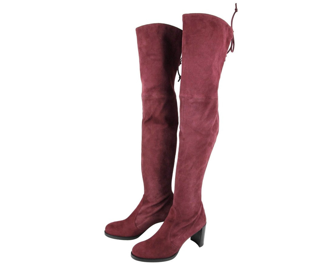 Женские замшевые высокие сапоги Stuart Weitzman Tipland Cabernet, Cabernet Burgundy — фото 2