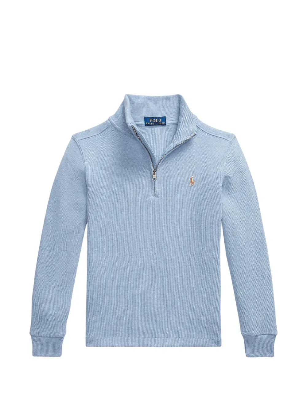 Свитер с вышитым логотипом и застежкой-молнией до середины груди Polo Ralph Lauren Kids, синий