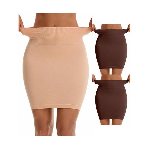 

3 пачки женских полукомбинаций с высокой талией для контроля живота и коррекции фигуры Inspire Chic, Brown Light Beige