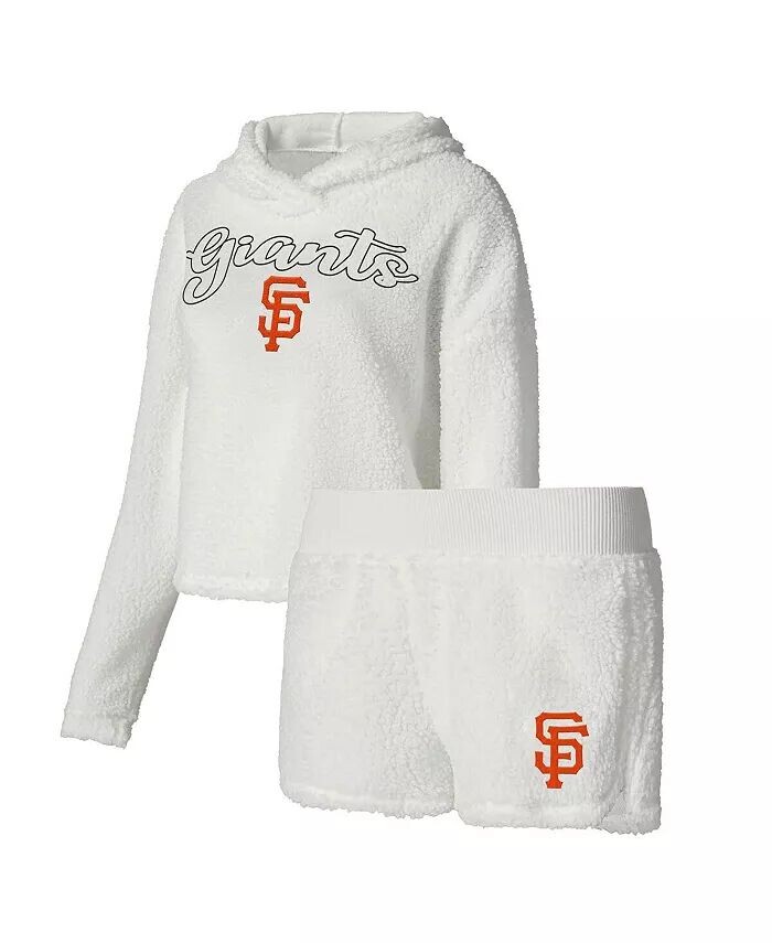 

Женский кремовый пушистый худи и шорты San Francisco Giants для сна Concepts Sport