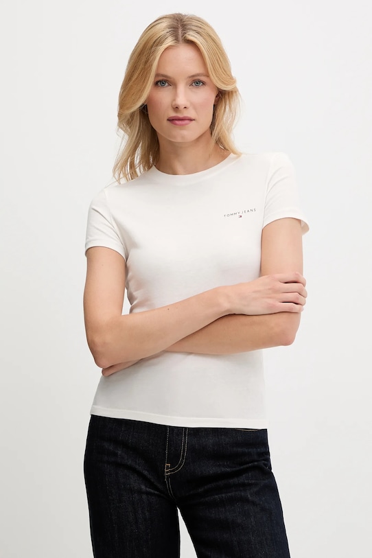 

Хлопковая футболка Tommy Jeans, бежевый