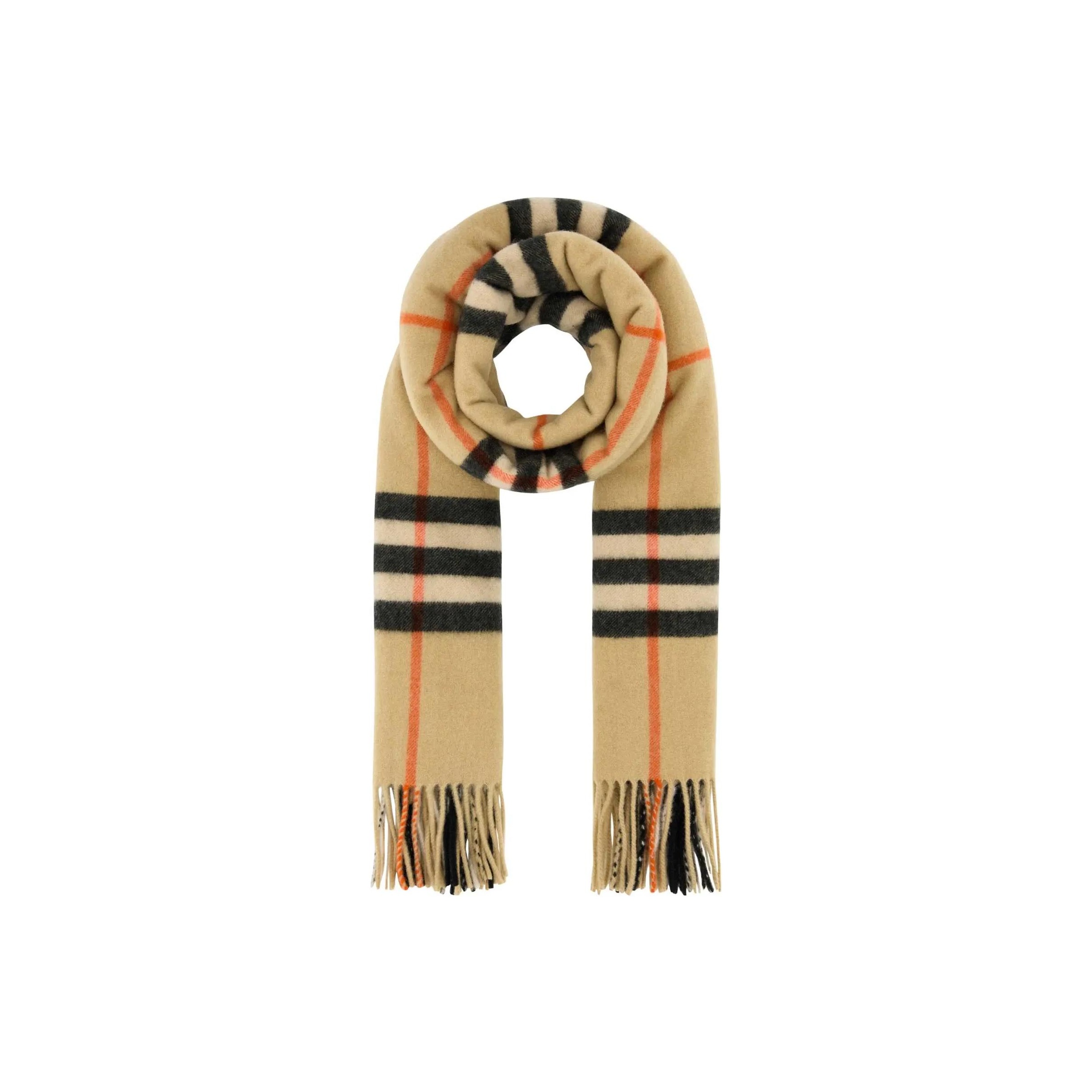 

Burberry Шарф с бахромой в клетку, Beige