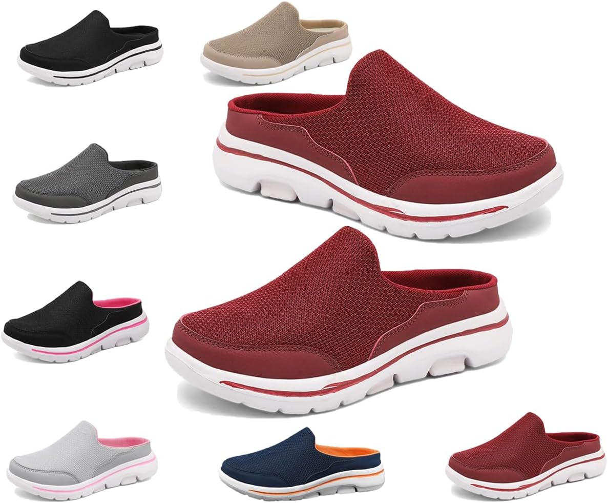 

Мюли и сабо для женщин и мужчин с легкой открытой пяткой, удобная обувь для ходьбы, дышащие тапочки с закрытым носком, шлепанцы для мужчин и женщин Generic, красный