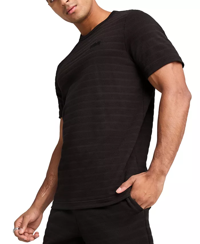 

Мужская футболка Ess Elevated Regular-Fit с фактурной полоской Puma, черный