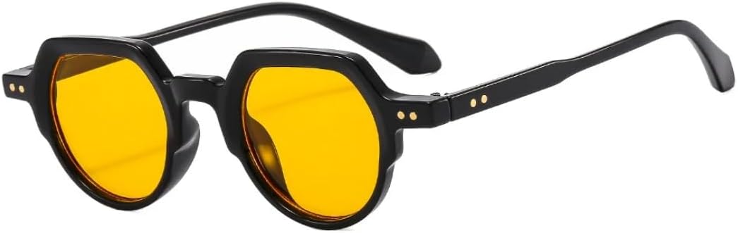 

Модные солнцезащитные очки для женщин в стиле ретро, ​​круглые, с прозрачными линзами цвета океана, защита от УФ-излучения UV400; мужские солнцезащитные очки в стиле панк с заклепками SZVVBKK, Black Yellow