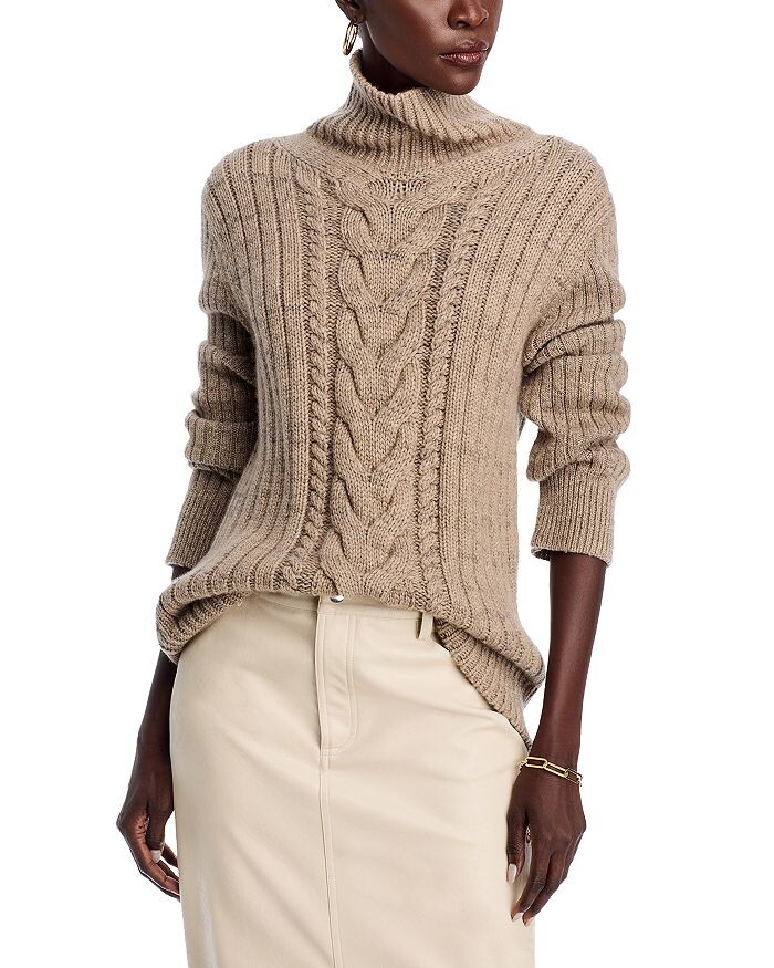 

Lafayette 148 New York Кашемировая водолазка вязаный свитер, коричневый