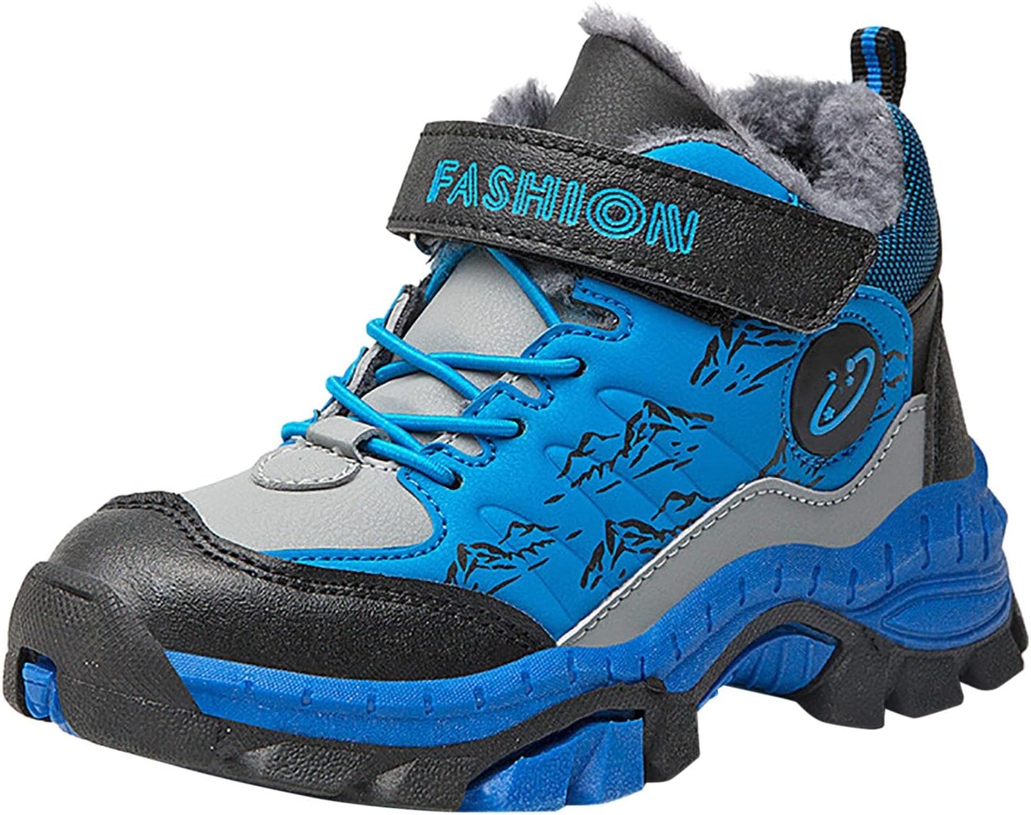 

Детские зимние сапоги для малышей, утепленные флисом, противоскользящие, с искусственным мехом, уличные ботинки на щиколотку, походная обувь JEUROT, Blue