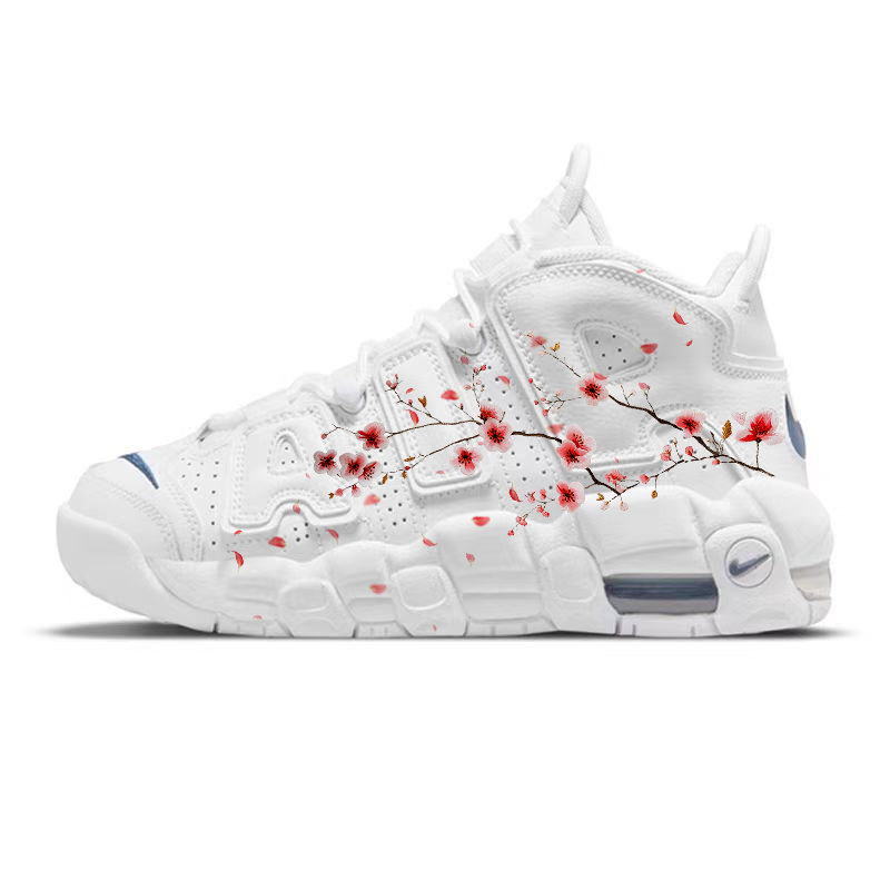 

Баскетбольные кроссовки Air More Uptempo с противоскользящей амортизацией средней высоты для детей и подростков Nike, белый