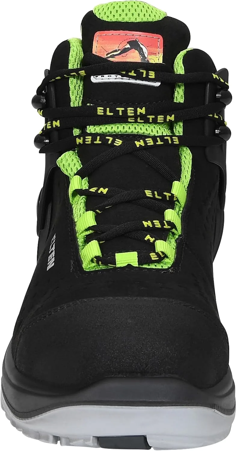 Защитная обувь ELTEN Tommaso Green Mid ESD S1PS, для мужчин и женщин, текстиль, композитный защитный носок (легче стального), легкая, спортивная, черный — фото 4