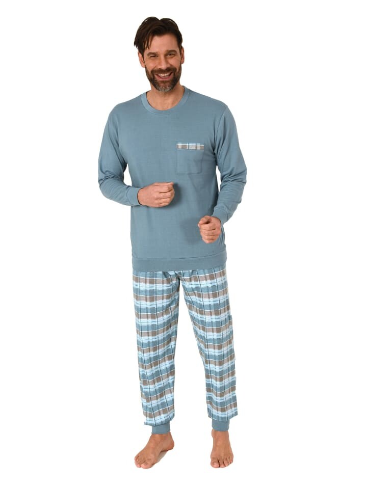 

Пижама NORMANN langarm Bündchen und karierter Jersey Hose, голубой