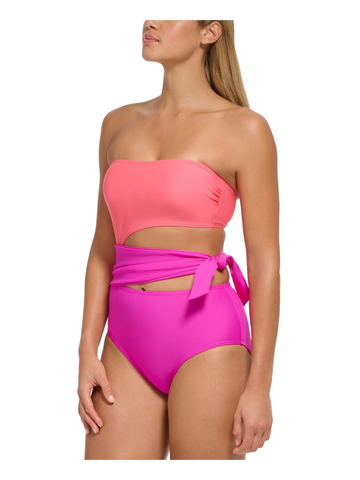 

Женский цельный купальник с вырезом и съемными вставками DKNY, цвет pink electric berry