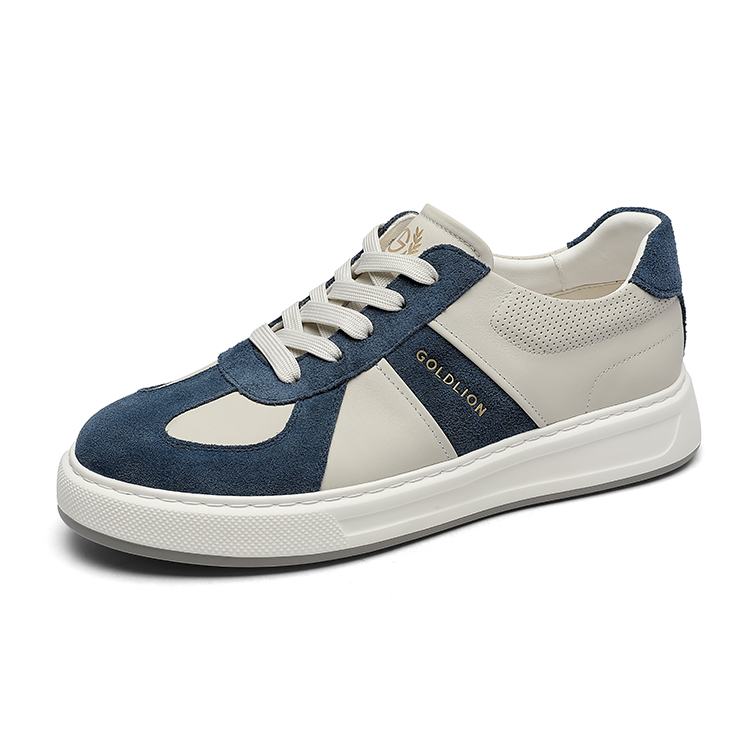 GOLDLION Низкие скейтерские кеды мужские экрю/синие, цвет Ecru/Blue — фото 2