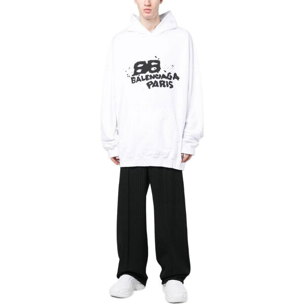 Толстовка hand-drawn bb icon hoodie large fit 'white' Balenciaga, белый — фото 2