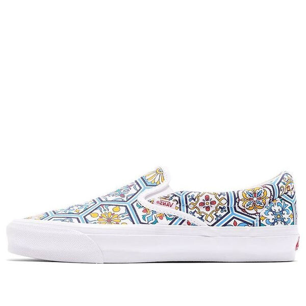 

Кроссовки kith x classic slip-on 'blue moroccan pattern' Vans, белый