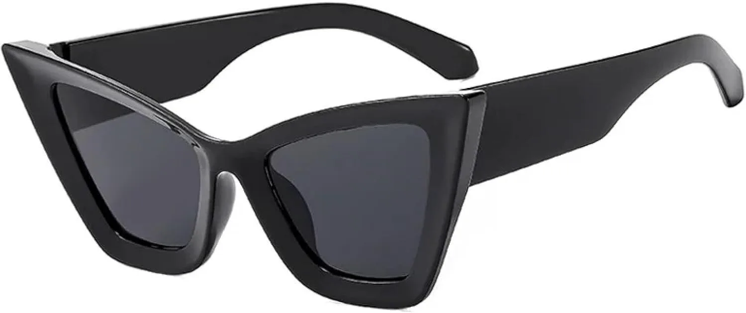 

Солнцезащитные очки «кошачий глаз» для женщин и мужчин, роскошные, винтажные, в большой оправе, классические, с защитой от УФ-излучения UV400 UATXTAU, Black-black