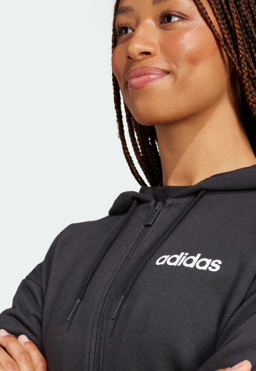 Толстовка Adidas Sportswear Zip-up sweatshirt, Black/White/Black — фото 3