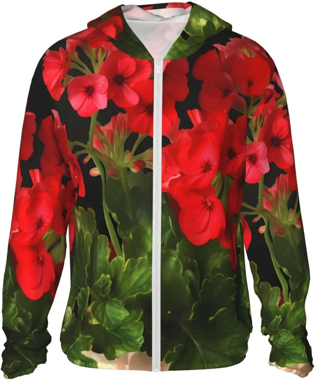 

Толстовка с капюшоном Unisex для защиты от солнца Red Geraniums UPF 50+ GDSHJKLW