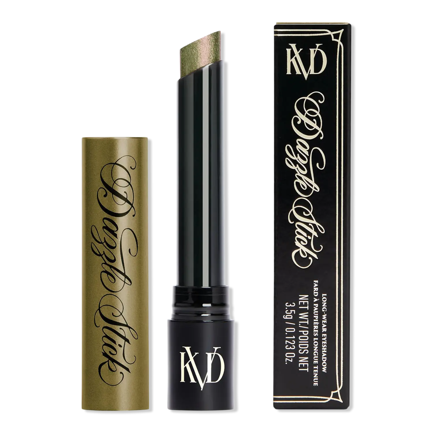 

Стойкие веганские тени-карандаш Dazzle KVD Beauty, Tornado Haze (pink flecks with a metallic gold-green base)