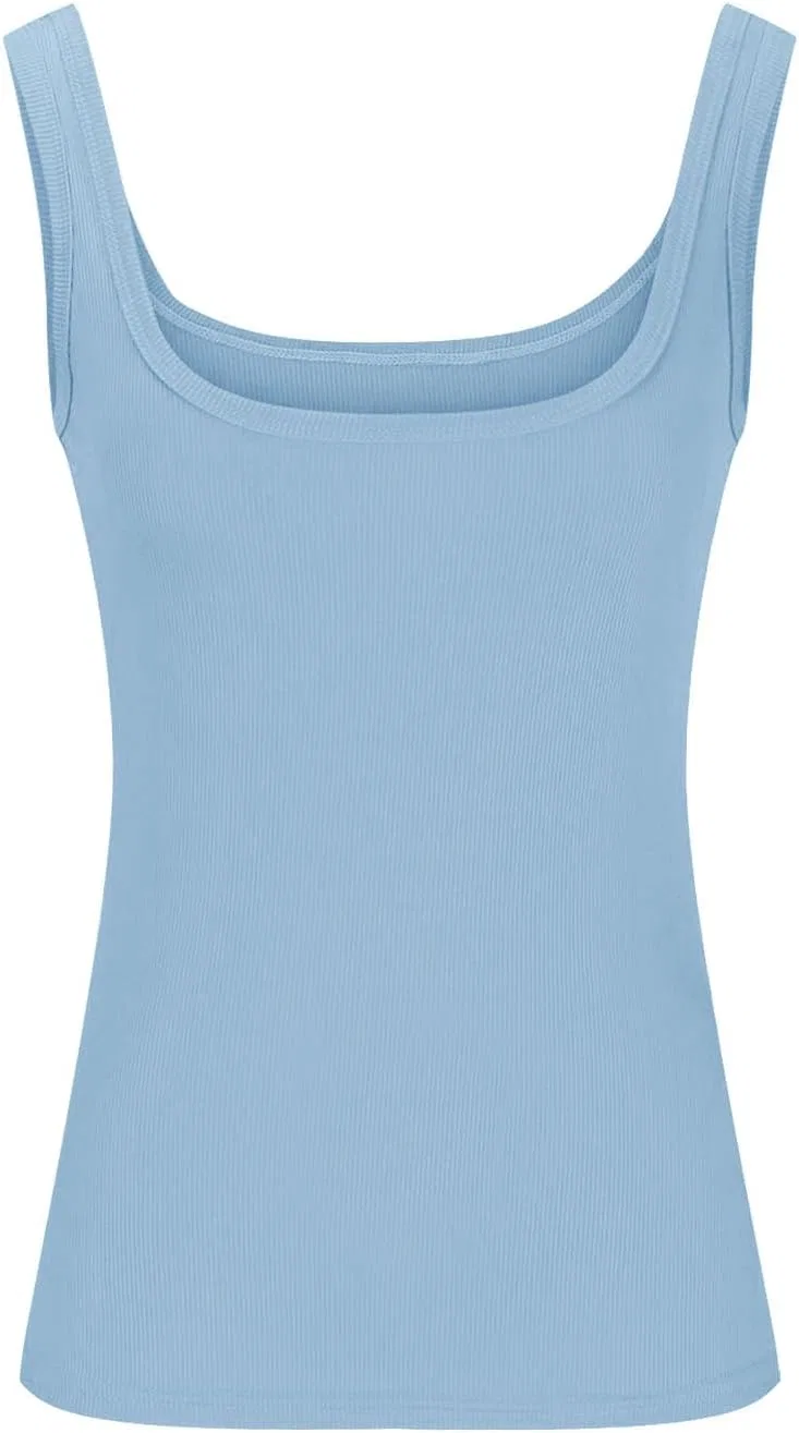 Женский топ без рукавов с вырезом, облегающий, Generic, Light Blue#02 — фото 4