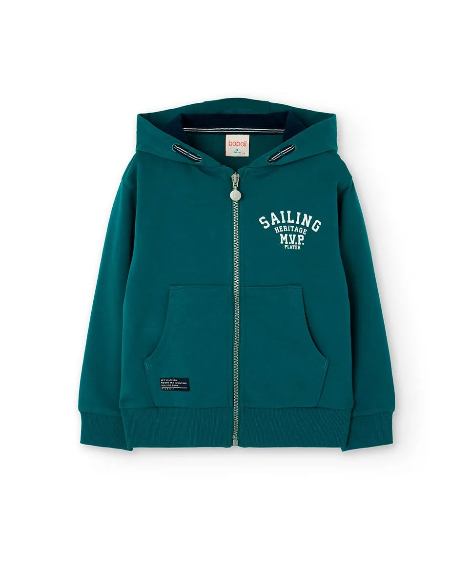 

Детская флисовая толстовка с капюшоном и молнией Boboli, зеленый