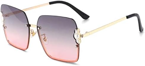 

Солнцезащитные очки в полуободковой оправе для женщин, жемчужные, с защитой от УФ-излучения UV400, винтажные солнцезащитные очки с градиентным переходом цвета MTZJH, Gray Pink