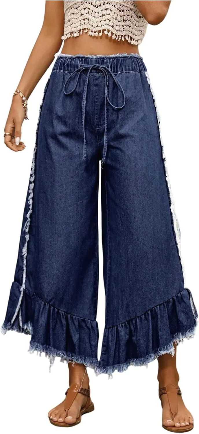 

SOLY HUX женские джинсы с высокой талией, широкие, с бахромой