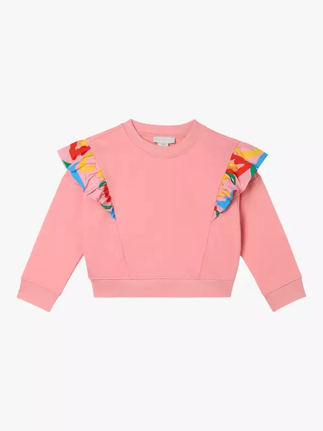 Детская хлопковая толстовка с оборками, розовая Stella McCartney