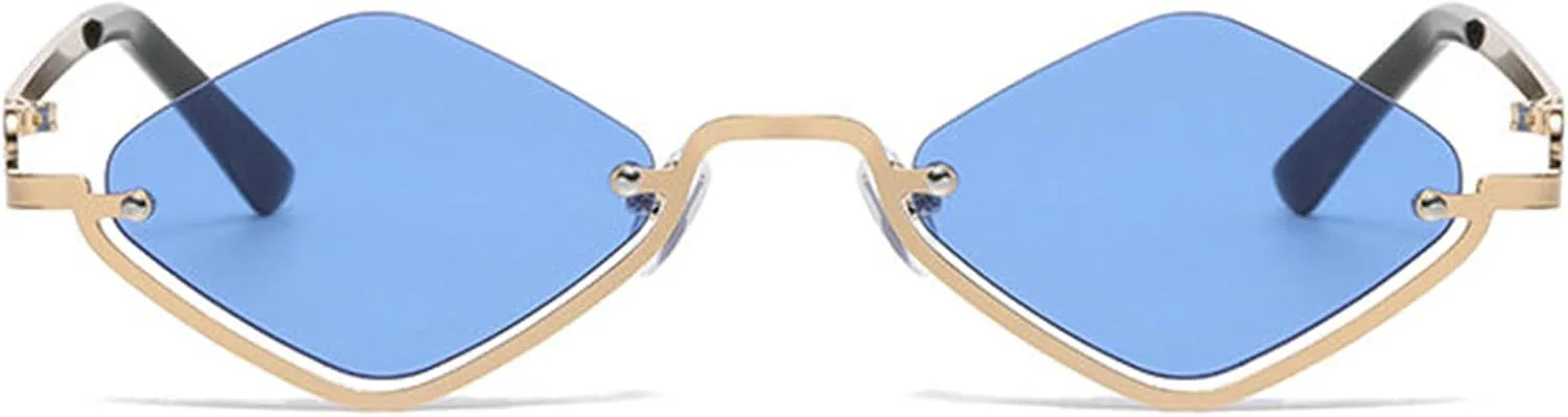 

Женские солнцезащитные очки в форме бриллианта, маленькие, в стиле хип-хоп, с полуободковой оправой, металлические узкие винтажные очки для женщин и мужчин helena, C5