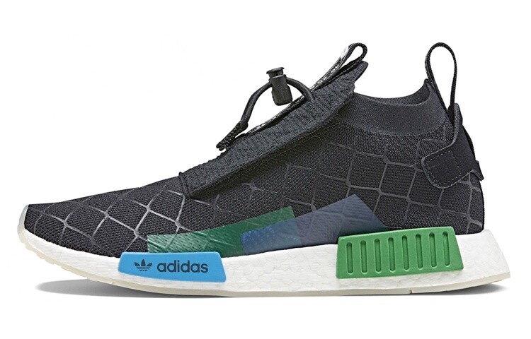 Кроссовки Adidas Originals NMD_TS1 Lifestyle Unisex, черный/белый/синий/зеленый