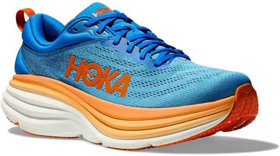 Мужские кроссовки Hoka Bondi 8 синего/бирюзового цвета, оранжевый — фото 3