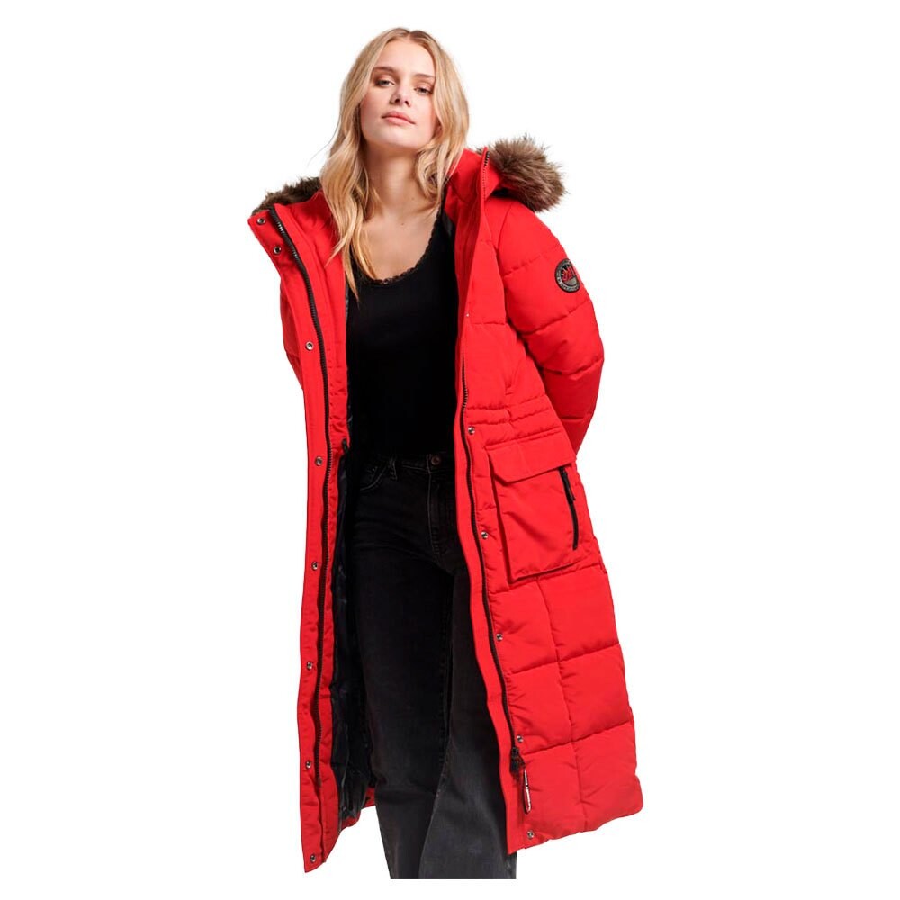 

Куртка Superdry Everest Longline Puffer, красный