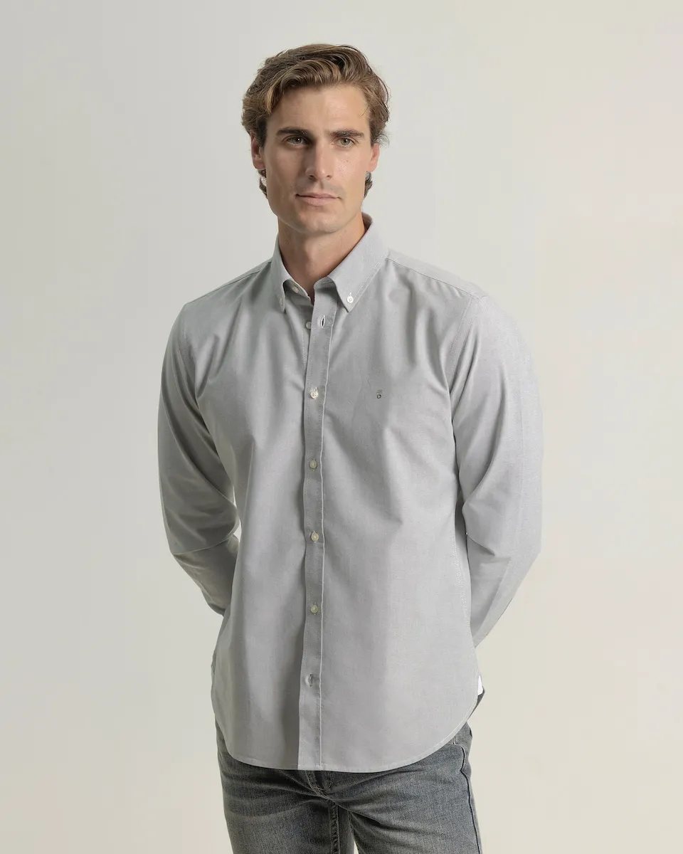 

Мужская рубашка Oxford из хлопка, зеленого цвета, приталенного кроя PuroEgo