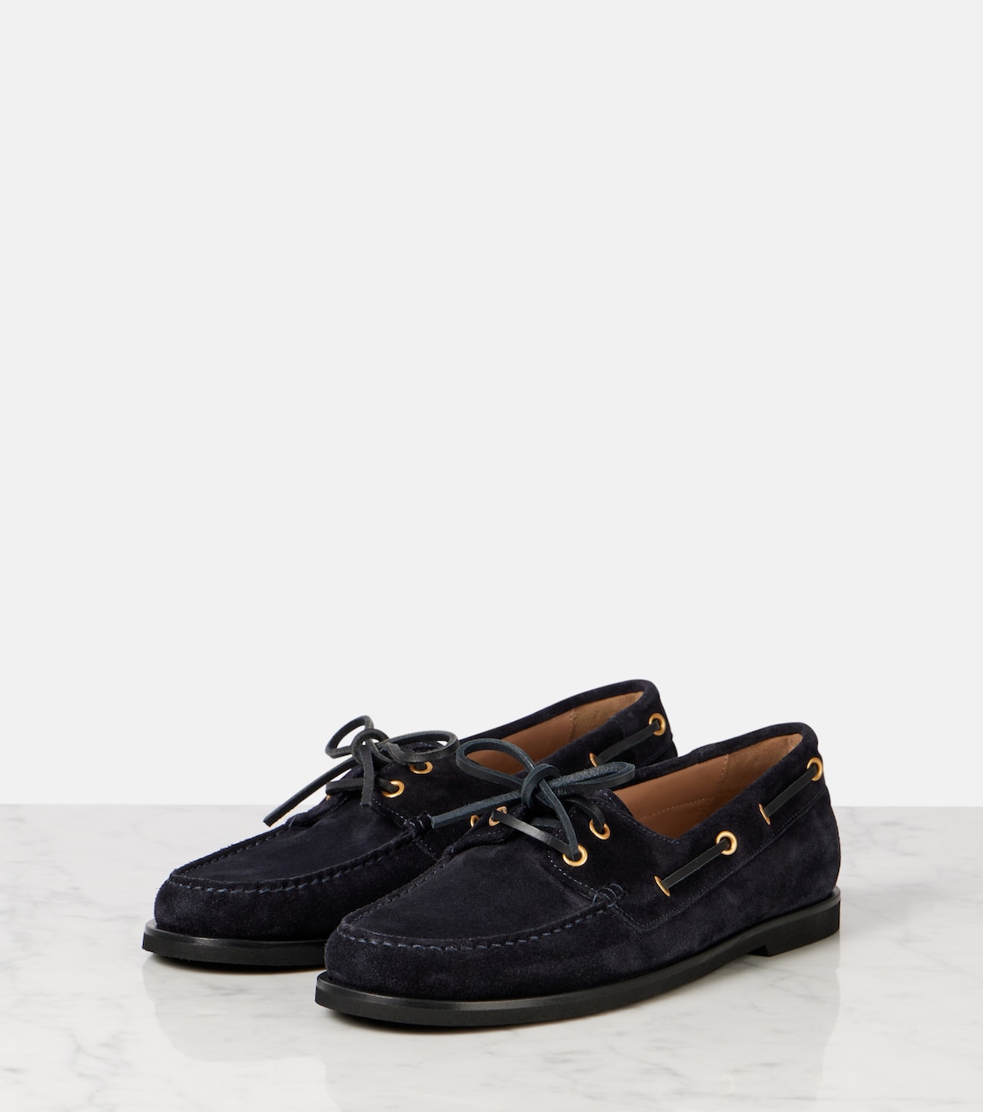 Вандейские замшевые лодочные туфли Gianvito Rossi, Dark Blue + Dark Blue — фото 4