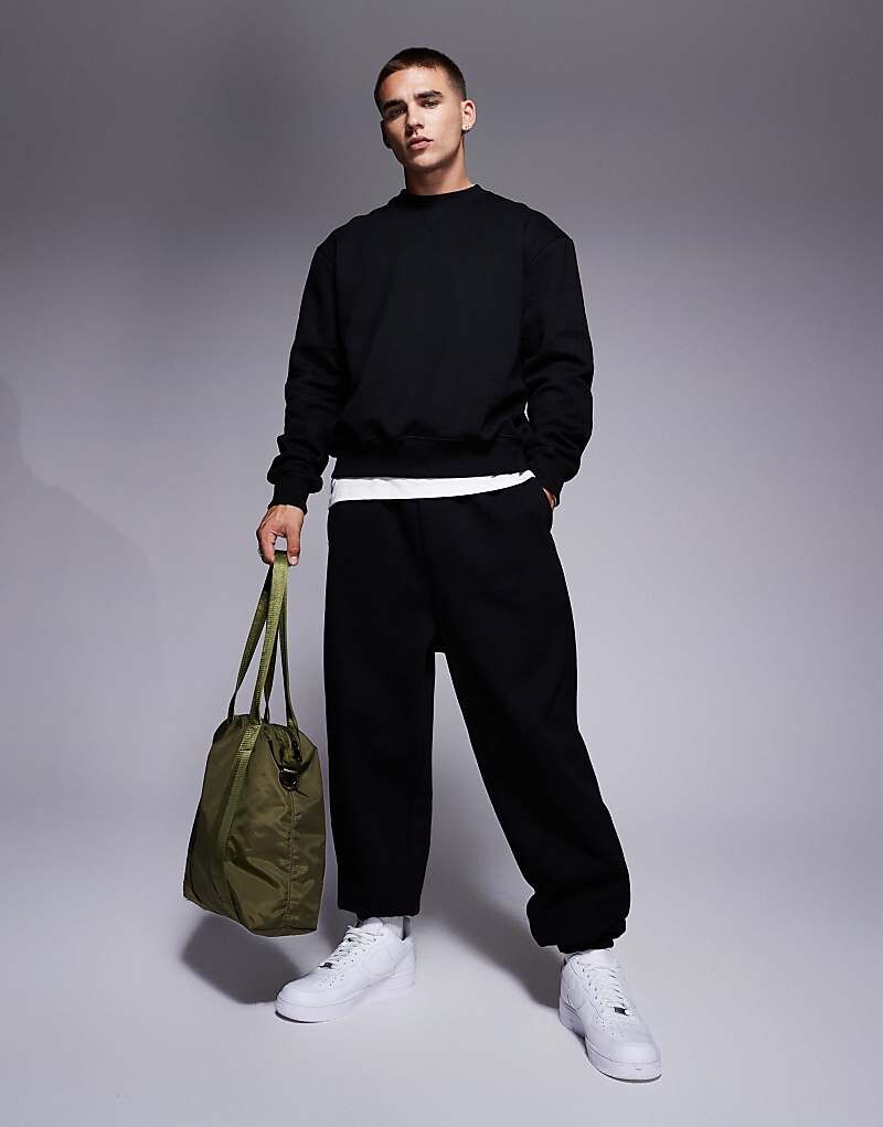 

Черные джоггеры премиум-класса ASOS DESIGN плотностью 400 г/м²