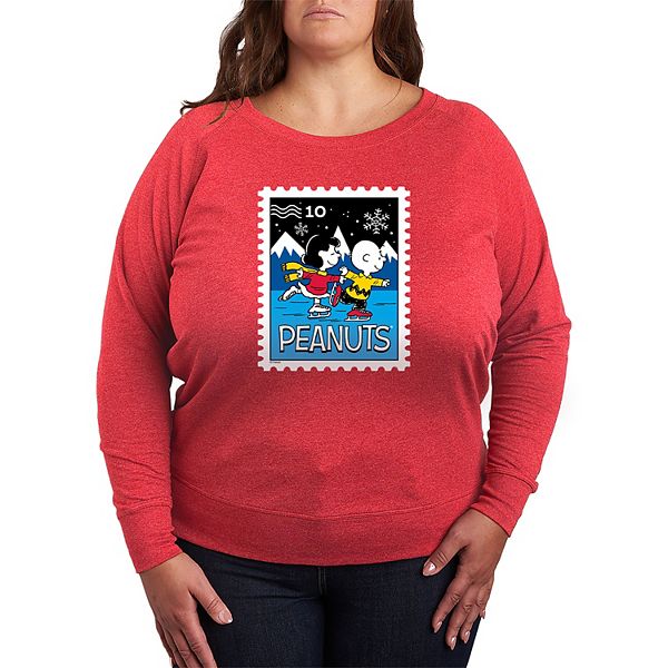 

Футболка с длинным рукавом French Terry Plus Size Peanuts Lucy & Charlie's Ice Skating Stamp Licensed Character, Heather Red, Красный, Футболка с длинным рукавом French Terry Plus Size Peanuts Lucy & Charlie's Ice Skating Stamp Licensed Character, Heather